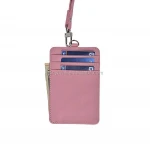 Women Credit Card Holder Id Card Case Slim Mens Leather Wallet Neck Wallet Purse with Lanyard