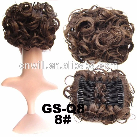 Women Wave Curly Easy Clip In Big Hair Bun Chignon With Two Plastic Comb Elastic Net Updo Cover Synthetic Hair Pieces 100g/pc