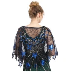 Women's Vintage 1920s Shawl Beaded Sequin Flapper Evening Jacket Up Cape Wedding Wrap Shawls
