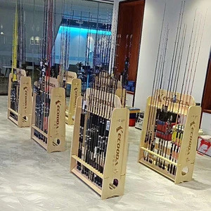 wood flooring fishing rod store holder spinning display rack