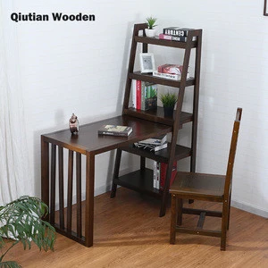 wooden bookcase with study table adjustable desk
