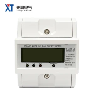 XTM024SD Three Phase 4 Wires Energy Meter LCD Display KWH RS485 Communication Port MODBUS-RTU ABS PC Flame Retardant Material
