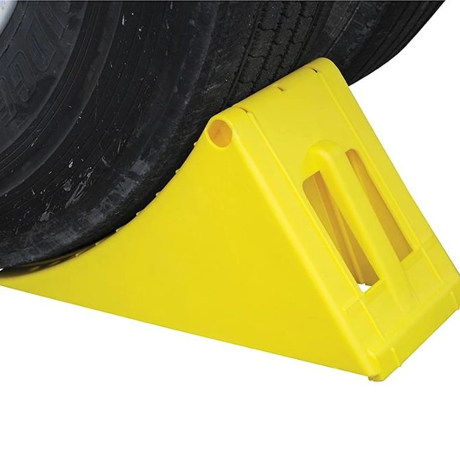 Yellow color plastic truck  wheel chock with bracket GT-03P