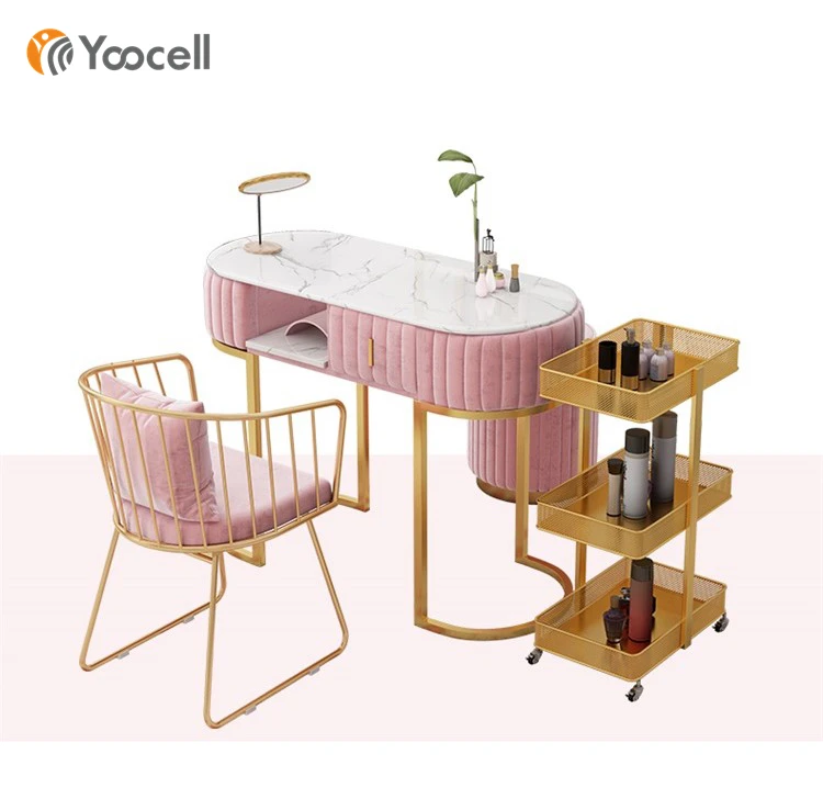 Yoocell high end gold nail table station beauty station manicure chair nail equipment manicure table
