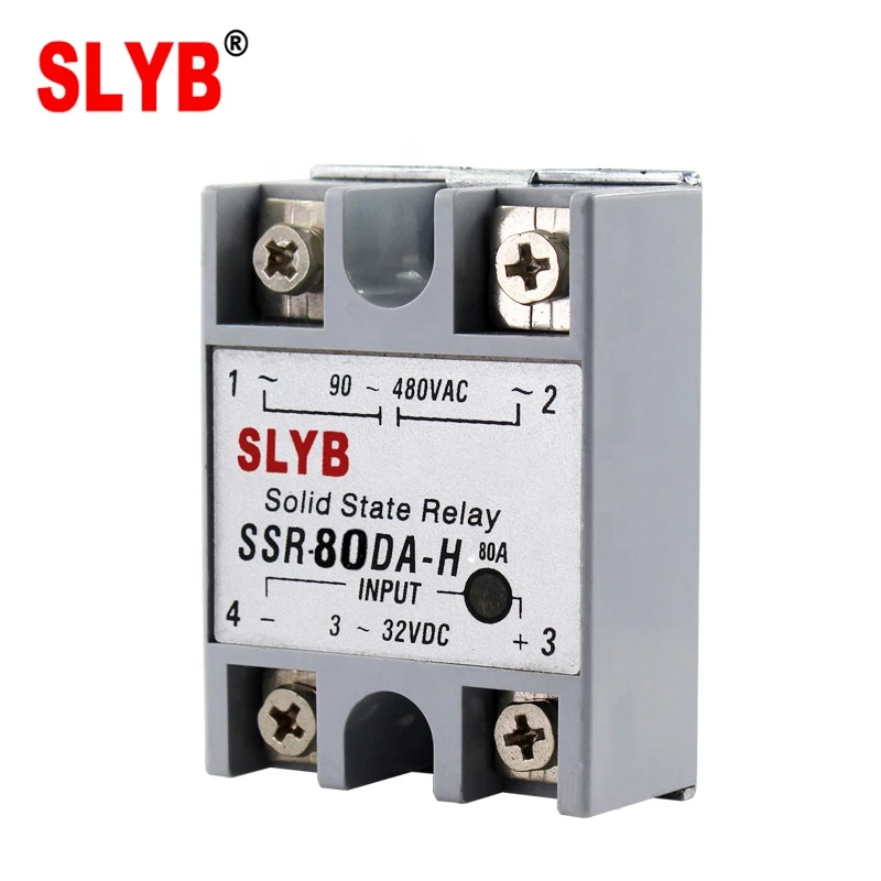 Zhejiang Wenzhou Factory Single Phase Solid State Relay SSR 80DA-H 3-32VDC Input to 90-480VAC Output