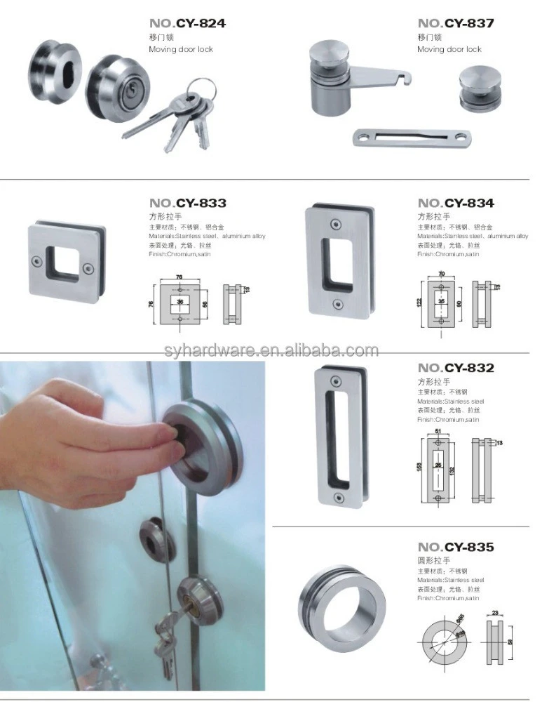 ZINC ALLOY Shower Knob Bathroom Sliding Glass Door Handle