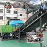Double axis plastic bottle carton shredder and hydraulic baler equipment, garbage shredding and baling production line
