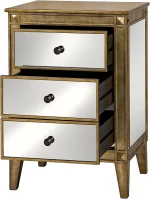 Mirrored Side Table with Drawer - Antique Style Bedside Table for Bedroom