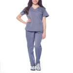 Medical Uniform Women's Colorblock V-Neck Natural Stretch Scrubs Set (Navy,M)