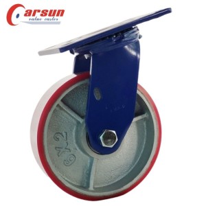 CARSUN 150x50MM Iron core polyurethane wheel casters heavy duty 6 inch cast iron core pu swivel caster wheel