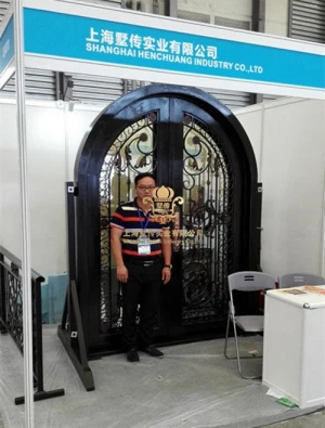 China wrought iron doors design for sale and wholesale luxury design with fly screen and glass door openning hc-id5