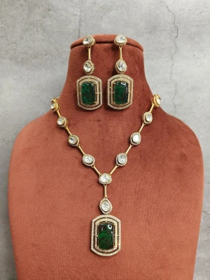 Victorian Emerald And Polki Long Necklace