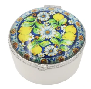 Creative ceramic jewelry box, colorful cover ceramic makeup box with bright patterns221-218662/218663