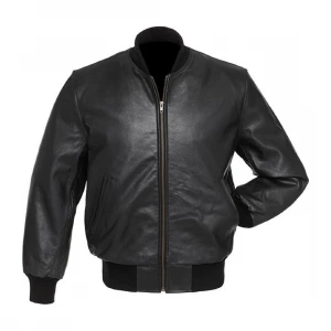 Wholesale Custom Logo Black Letterman Real Leather Bomber Varsity Jacket for Men