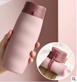 Silicon Foldable Water Bottle Travel Mugs Plastic Water Bottle