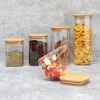 3 Size Glass Food Jar Custom Packaging Borosilicate Glass Storage Containers with Bamboo Lids