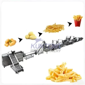 Stainless steel food grade banana slices French fries meat skewers frying production line, chicken frying equipment