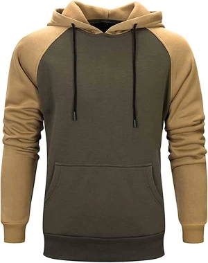 Mens Hoodies Patchwork Pullover Color Block Sweatshirts Casual Drawstring Tops with Kanga Pocket