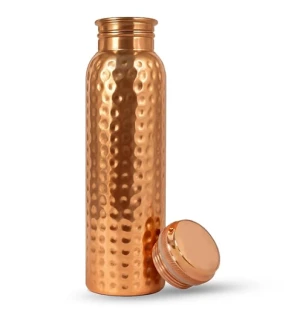 Hammered/Plain Copper Water Bottle 1 Ltr by copper style