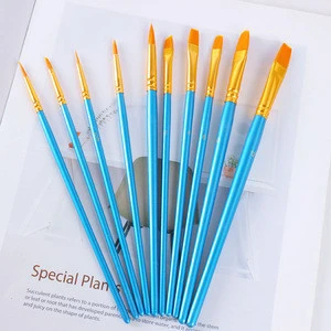 10Pcs/Set paint by numbers brushes Watercolor Gouache Paint Brushes Different Shape Round Pointed Tip Nylon Hair Painting Brush