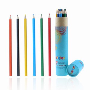 12 colors set packed wood body material colour pencil for kids children coloring