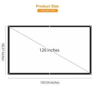 120 Inches 16:9 Simple Wall Mounted Projector Screen Polyester Portable Foldable Projection Screen For Home &amp; Outdoor Cinema