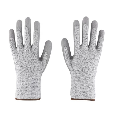 13 gauge HPPE knitted gloves with PU plam anti cut gloves