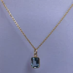 14k Solid Gold Jewelry Natural Sky Blue Topaz Gemstone Chain Pendant - Stone Very Small Shop Online at Wholesale Price