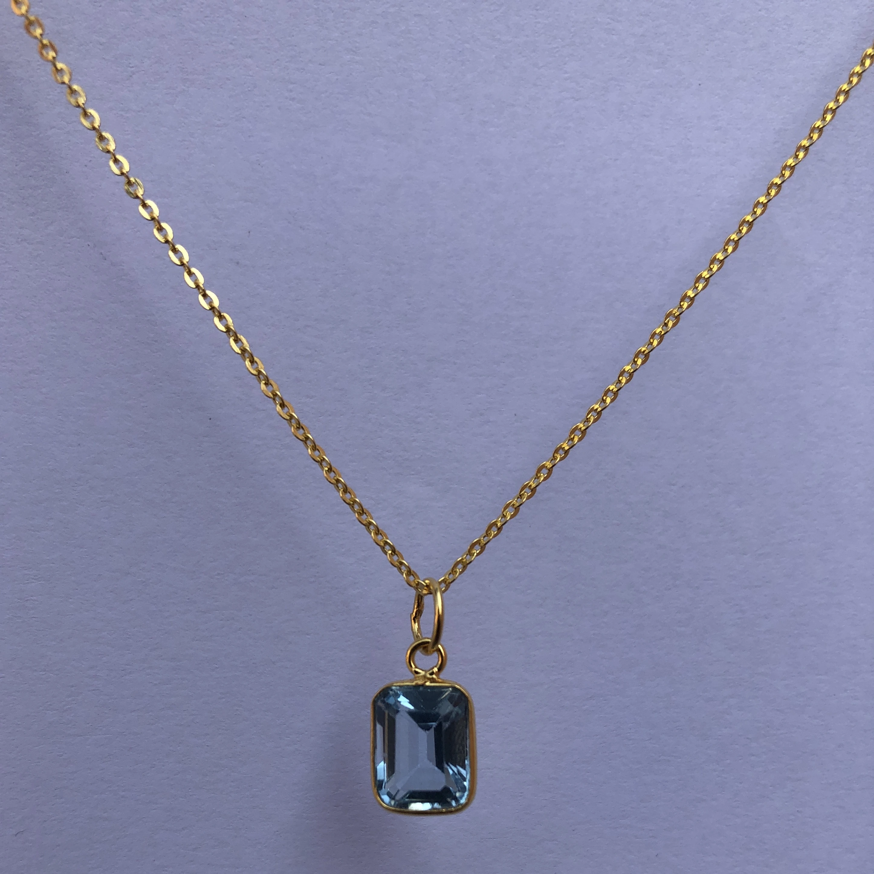 14k Solid Gold Jewelry Natural Sky Blue Topaz Gemstone Chain Pendant - Stone Very Small Shop Online at Wholesale Price