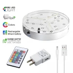 15cm Round RGB LED Light Base with Remote Controller Uplight Centerpiece Decoration Under Vase LED Light for Wedding Party Event