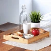 16 x 11 x 2.3 Hot Sale Soild Wood Custom Food Serving Brown Tray with Double Handles For Breakfast in Bed
