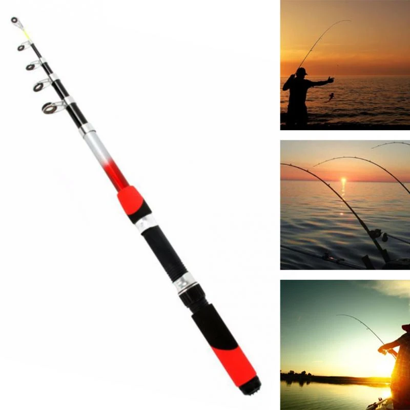 1.8M 2.1M 2.4M 2.7M 3.0M 3.6M 4.5M Portable Telescopic Fishing Rod Glass Fiber Fishing Pole Travel Sea Fishing Spinning Rod