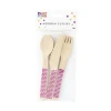 18pcs(6 knives+6spoons+6 forks)/bag 6.7inch Disposable Wooden Tableware sets Party Cutlery  Utensil kit Flatware