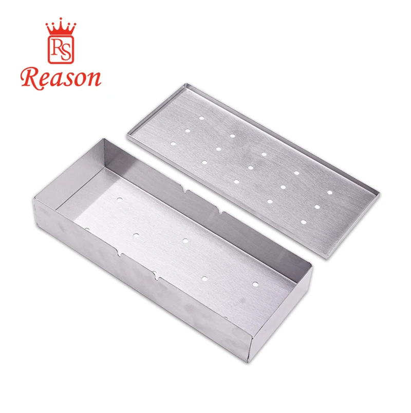2 pieces Small holes Stainless Steel Smoker Box for Grill