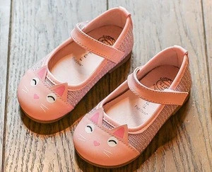 2018 new arrival girl PU shoes, princess shoes with soft rubber sole good quality a022