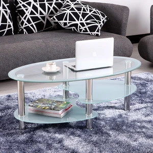 2018 New Hot Selling Oval Glass Top Coffee Table