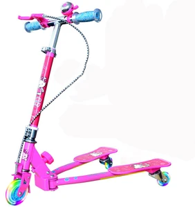 2018 Three Wheels Adjustable Height Foot Step Dual Pedal Kids Foldable Kick Scooter