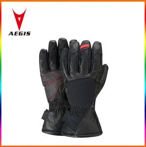 2018 Wholesale Winter sport mens ski gloves waterproof leather ski gloves manufacturer Black