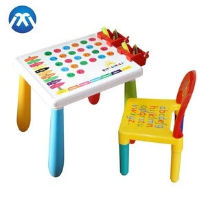 2019 Wholesale  multifunction baby kids furniture plastic folding  table and chair set with removable legs