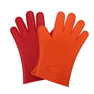 2020  Custom Heat-resistant Oven Silicone Rubber Mitt Grill BBQ Gloves