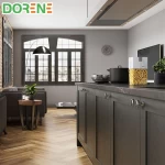 2021 Dorene Black Shaker Matt Lacquer Oak Solid Wood Kitchen Cabinet