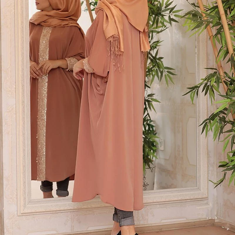 2021 hottest paillette batwing sleeve muslim abaya muslim dresses islamic clothing dubai muslim abaya