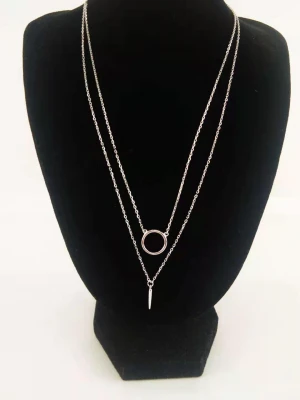 2021 new 925 sterling silver round double chain charm necklace