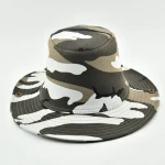 2024 New Designer Fashion Camouflage Sun Protection Adjustable 9cm Wide Brim Strap Cowboy Hat