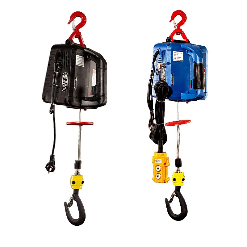 220V Mini Electric Hoist Lifting Tools windlass 500KG Portable 110V Electric Winch Wire Rope Hoist EU-plug