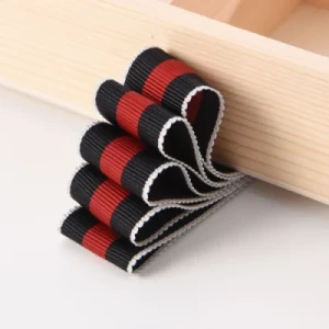25mm Red Black Striped Grograin Ribbon for Hat Band