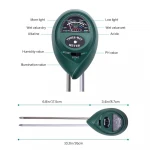 3 in1 No Battery Garden Planting Soil PH Tester Soil Meter Light Test Kit Digital Soil Ph Moisture Meter