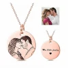 316L Stainless steel Back  White Color Front Personalized Photo  Mens Womens Gifts Custom Engraved Necklace Pendant