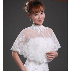 3/4 long sleeves Bridal Wraps Ivory lace wedding jacket bridal bolero Keyhole front Ivory Wedding shrug Shawl
