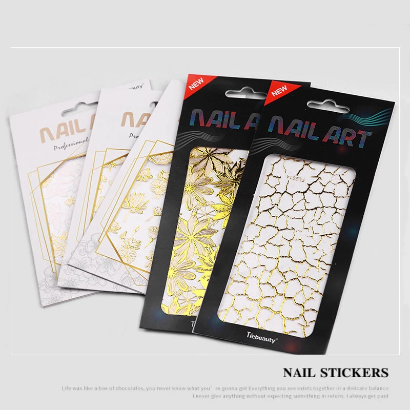 3D Self Adhesive Nail Art Sticker Golden Lace Butterfly Metal Effect Nail Art Stickers With 20 Designs Choice